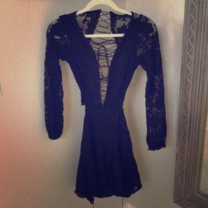 For Love and Lemons tie up black dress
